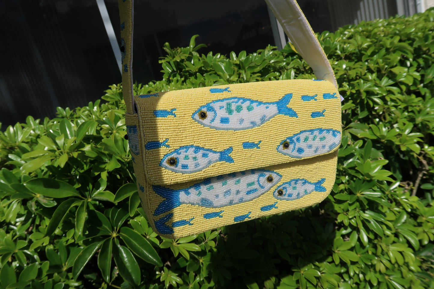 Beaded Yellow Fish Shoulder Bag | Beaded Summer Shoulder Purse