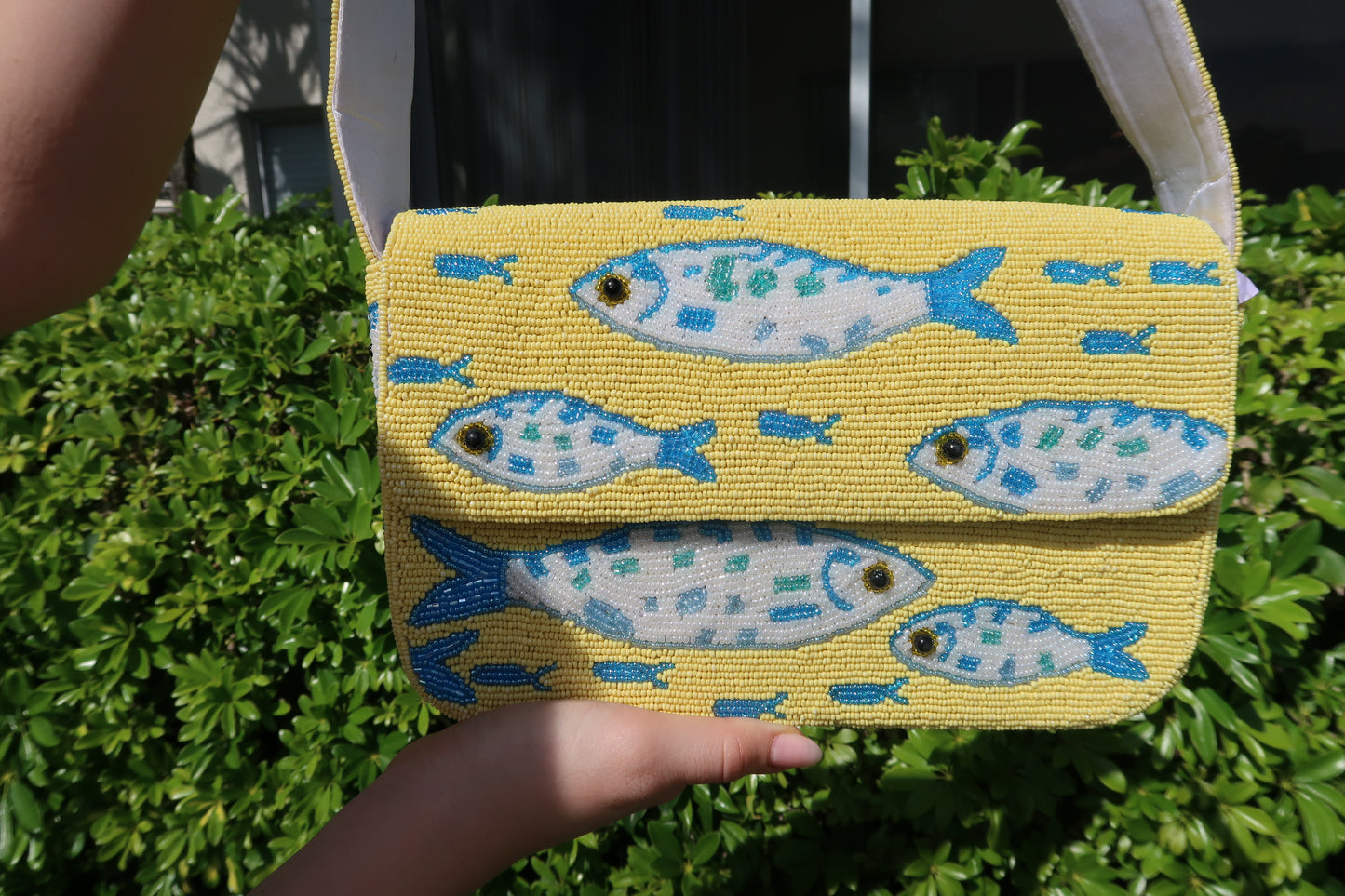 Beaded Yellow Fish Shoulder Bag | Beaded Summer Shoulder Purse
