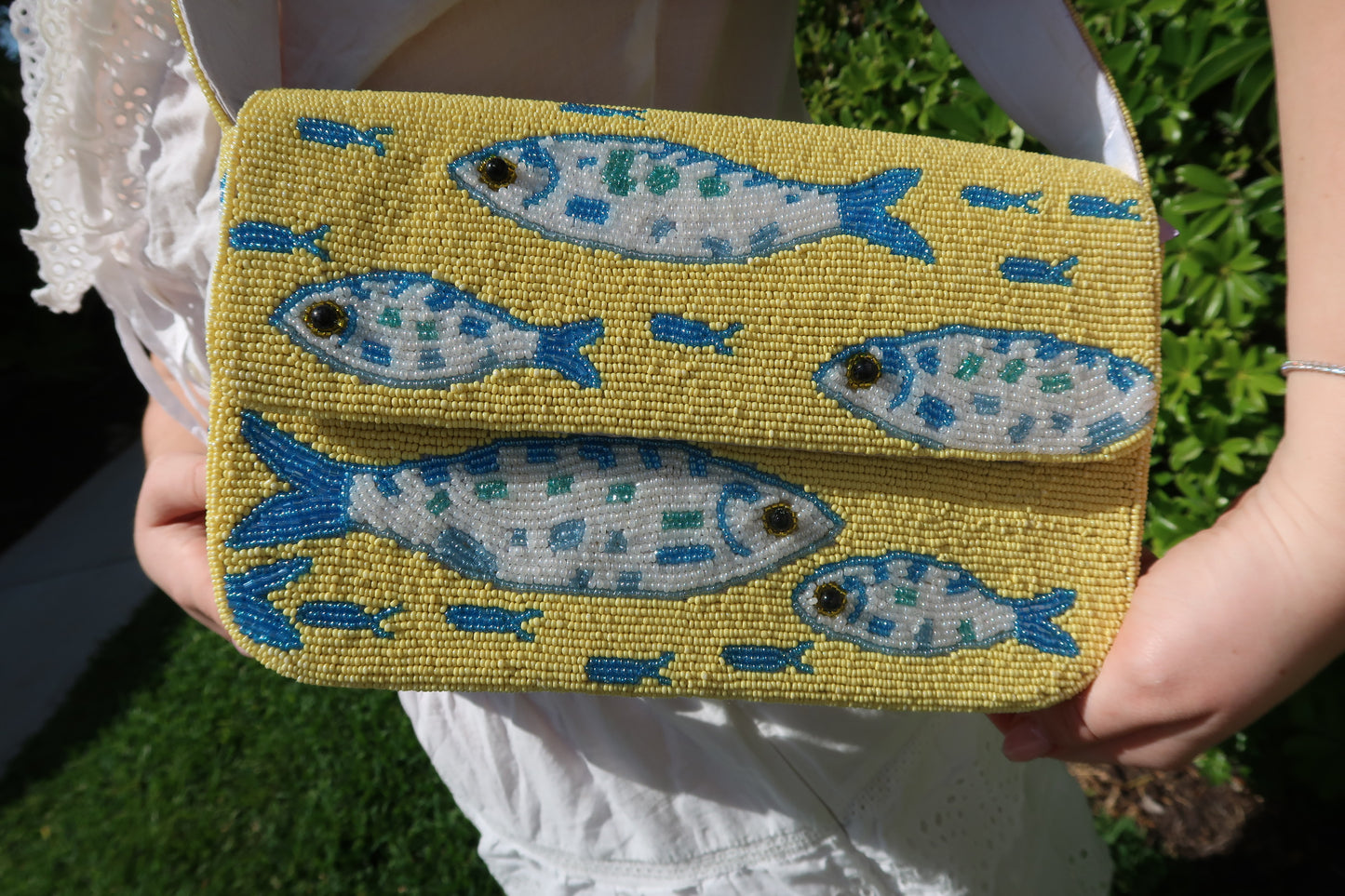 Beaded Yellow Fish Shoulder Bag | Beaded Summer Shoulder Purse