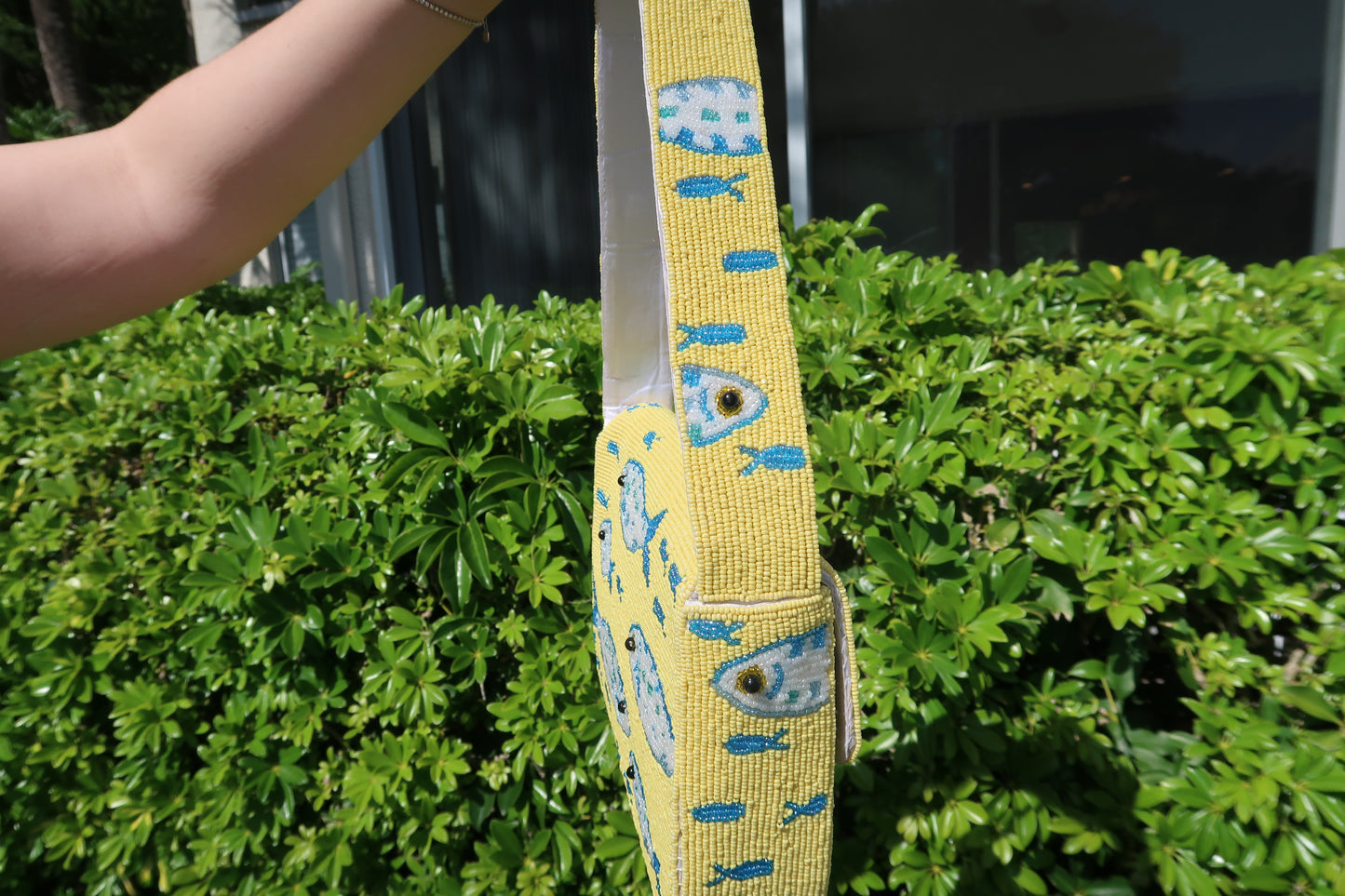 Beaded Yellow Fish Shoulder Bag | Beaded Summer Shoulder Purse