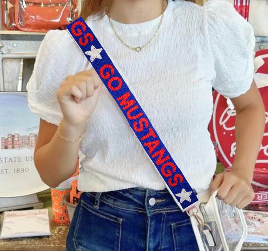 SMU beaded purse strap on clear stadium bag