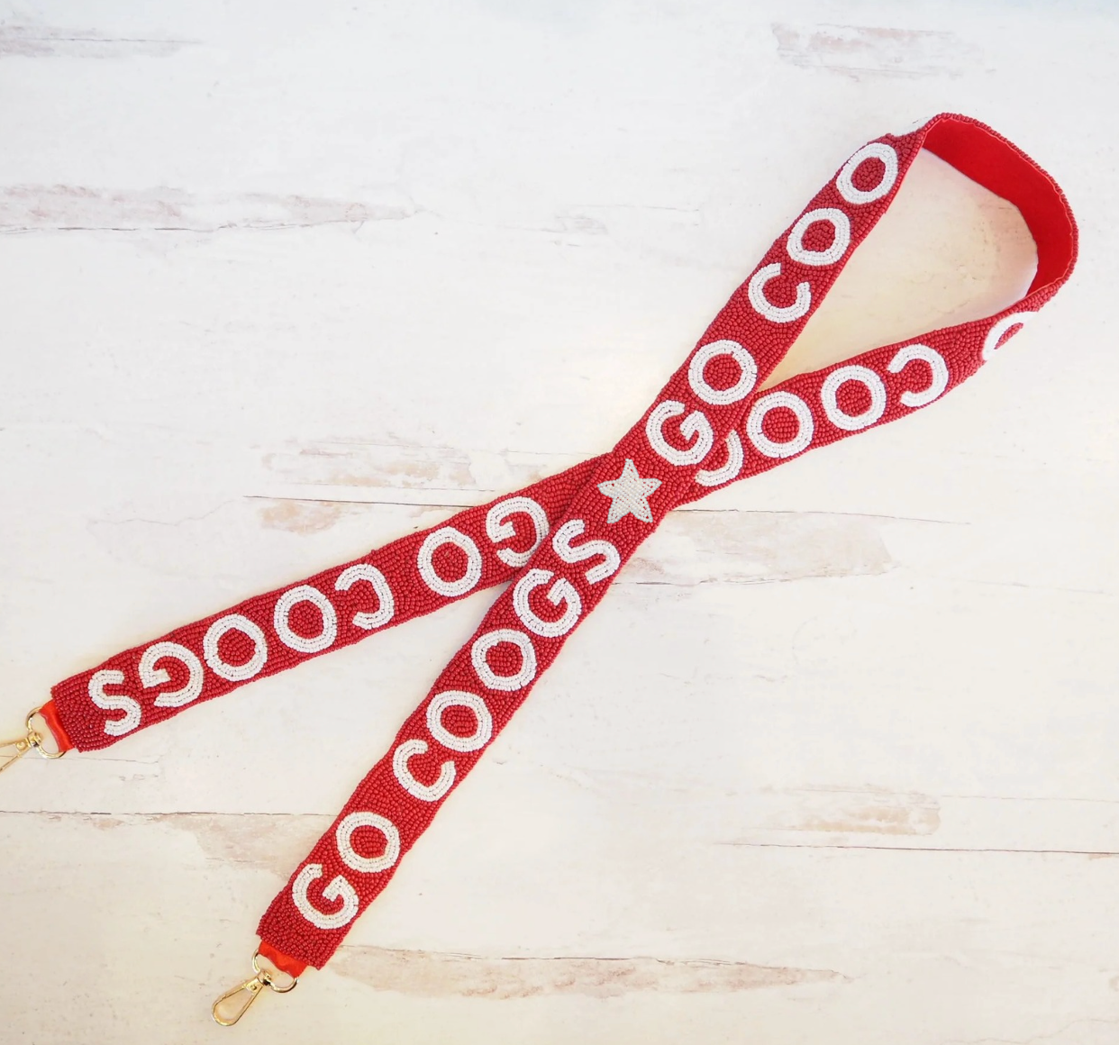 University of Houston beaded purse strap on clear stadium bag